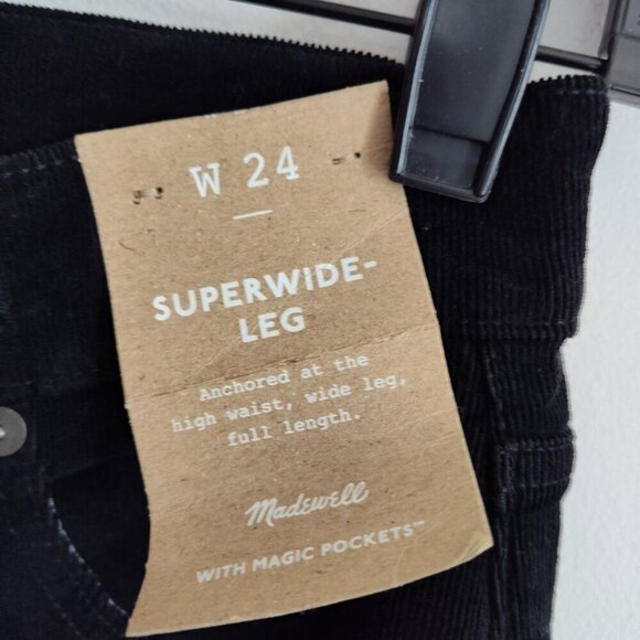 Ladies SZ 24 Madewell Black Super-Wide Corduroy Pant - Picture 3 of 6